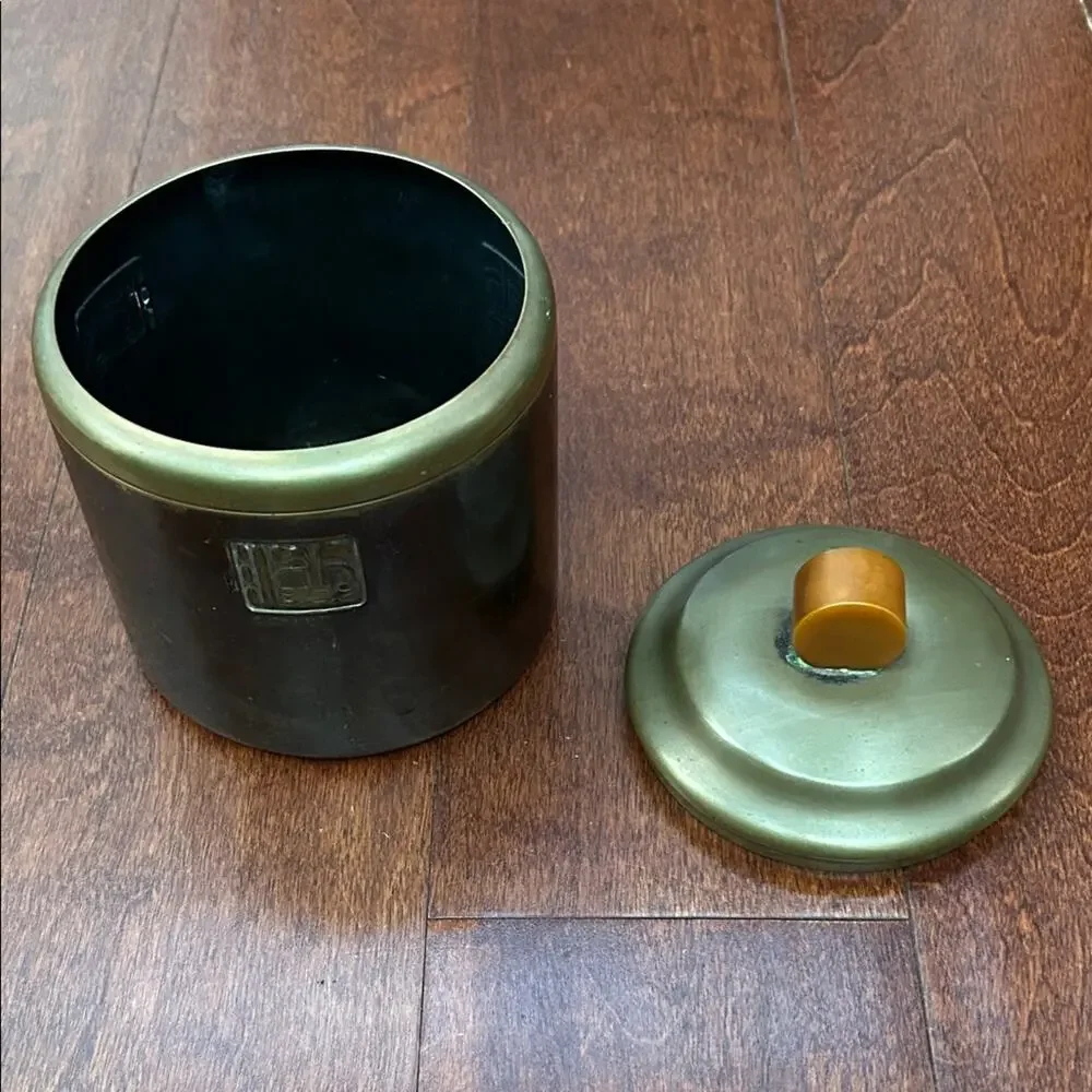 Vintage Benedict Maya Bronze Tobacco Humidor Container with Bakelite Handle